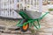 A hand cart with a wheel for garbage collection