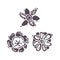 Hand carved bold block print flower icon clip art. Folk illustration design element. Modern boho decorative linocut