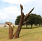 Hand Carved Wood Eagles Statue