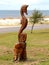 Hand Carved Wood Seahorse Statue