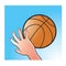 Hand catching basket ball in color