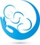 Hand and child, baby, people and children logo