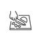 Hand chopping food line icon