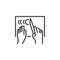 Hand chopping vegetable line icon