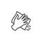 Hand with cleaning napkin line icon