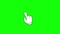 Hand click icon, animation cursor symbol. Mouse click symbol video on green screen. Chroma key.