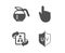 Hand click, Technical algorithm and Coffeepot icons. Uv protection sign. Vector