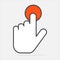 The hand clicks on the button. Cursor Icon