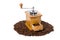 Hand coffee-grinder full of coffee