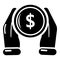 Hand coin icon, simple black style