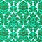 A hand coloured Damask pattern in aquamarine and green.