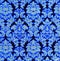 A hand coloured Damask pattern in blue and black.