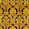 A hand coloured Damask pattern in orange and yellow.