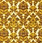 A hand coloured Damask pattern in yellow and brown.