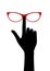 Hand corrects glasses. Icon illustration with different application isolated on white background.