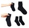 Hand with cotton socks, set and collection