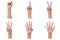 Hand count.woman hands show the number zero,one, two, three, four,five