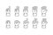 Hand with counting fingers vector line symbols