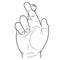 Hand with crossed fingers vector illustration