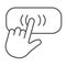 Hand cursor on button, hand pointer, clicking thin line icon, electronics concept, switch vector sign on white