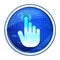 Hand cursor click icon futuristic blue round button vector illustration