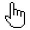 Hand cursor click symbol, digital pixel button