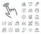 Hand cursor line icon. Click action sign. Salaryman, gender equality and alert bell. Vector