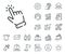 Hand cursor line icon. Click action sign. Salaryman, gender equality and alert bell. Vector