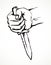 Hand with a dagger. Vector drawing