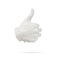 Hand of death ghost, devil hand, demon skin, halloween theme, white background, gesture thumbs up