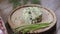 Hand decorated salad with dill close-up