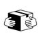 Hand delivery and receive parcel icon, Shipping delivered sign, Parcels tracking symbol