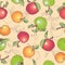 Hand draw apple pattern fruit