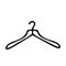 Hand-draw black outline vector illustration of metal retro coat hanger isolated on a white background