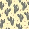 Hand draw cactus seamless pattern on isolated white background. Ð¡ontinuous line drawing.
