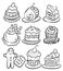 Hand draw cartoon cake icon