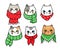 Hand draw cartoon cute Merry Christmas, Cats and colorful scarf vector.