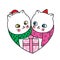 Hand draw cartoon cute Merry Christmas, Couple cats and gift box vector.