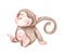 Hand draw cute watercolor monkey
