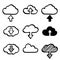 Hand draw doodle cloud shapes collection. Icons