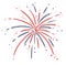 Hand draw firework explosions in USA flag watercolor brush paint isolate on white background. Vector illustration