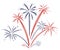 Hand draw firework explosions in USA flag watercolor brush paint isolate on white background. Vector illustration