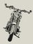 Hand draw front custom motorcycle vector illustration