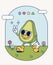 Hand draw Funny Retro vintage trendy avocado cartoon character Contemporary illustration Doodle Comic collection