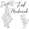 Hand draw greeting card Eid Mubarak