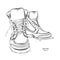 Hand draw Image of beautiful stylish leather boot Use for print, posters, t-shirts. Hand draw vector illustration