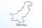 Hand draw map of Pakistan. Black line drawing sketch. outline doodle on white background. handwriting script name of the country.
