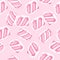 Hand draw marshmallow twists seamless pattern illustration. Pastel colored sweet chewy candies background.