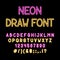 Hand draw Neon tube alphabet font. Color type letters and numbers. Vector typography for headlines, posters, etc