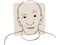 Hand-draw outline portrait of old man with light beige sample color